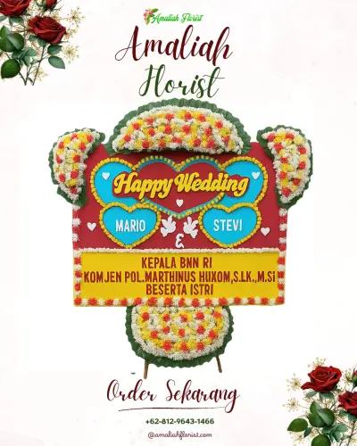 Karangan Papan Bunga Pernikahan di Silalas